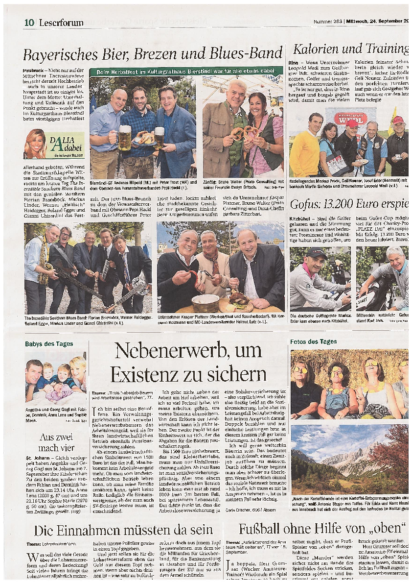 Tiroler Tageszeitung, Herbstfest, A Dabei mit Dalia  24/09/2014  