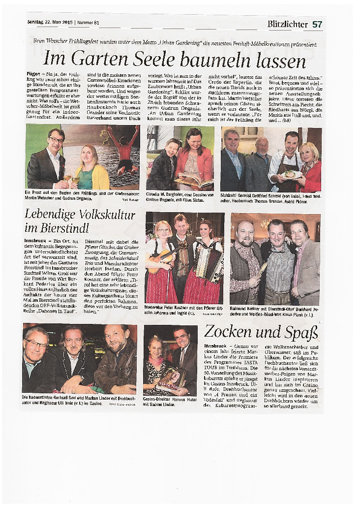   Tiroler Tageszeitung - Blitzlichter - Lebendige Volkskultur - 03/2015
